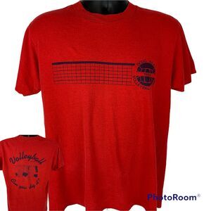 Vintage 80s Doug Beal Volleyball Camp T Shirt 1989 Made In USA Red Mens L Large